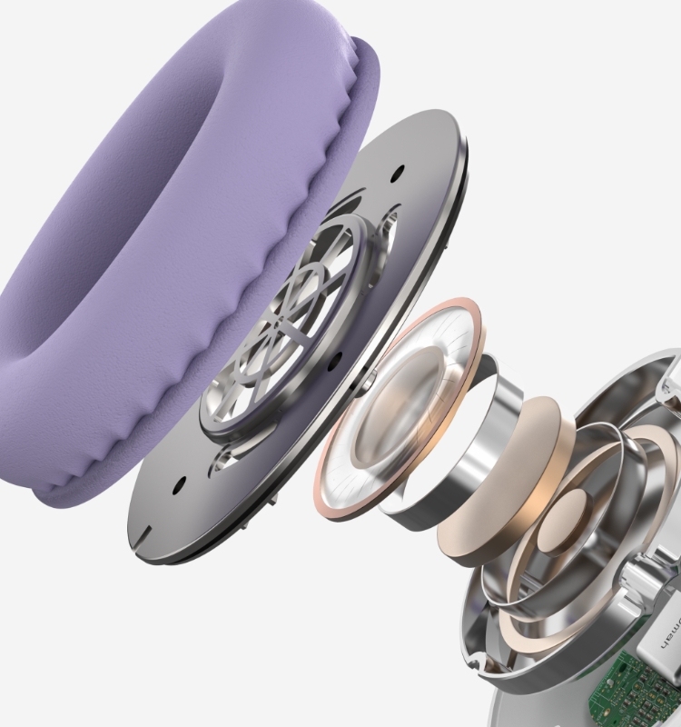 an explosive view of the headphone components.