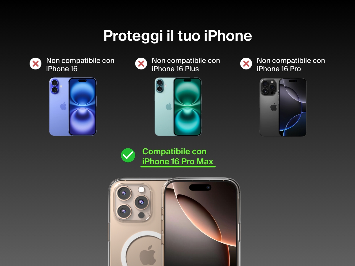 A compatibility guide for the SheerForce&trade; Magnetic iPhone Case. The image highlights that the case is compatible with iPhone 16 (marked with a green check), but not compatible with the iPhone 16 Plus, iPhone 16 Pro, or iPhone 16 Pro Max (each marked with a red X). Different iPhone models are displayed to visually indicate compatibility limitations.