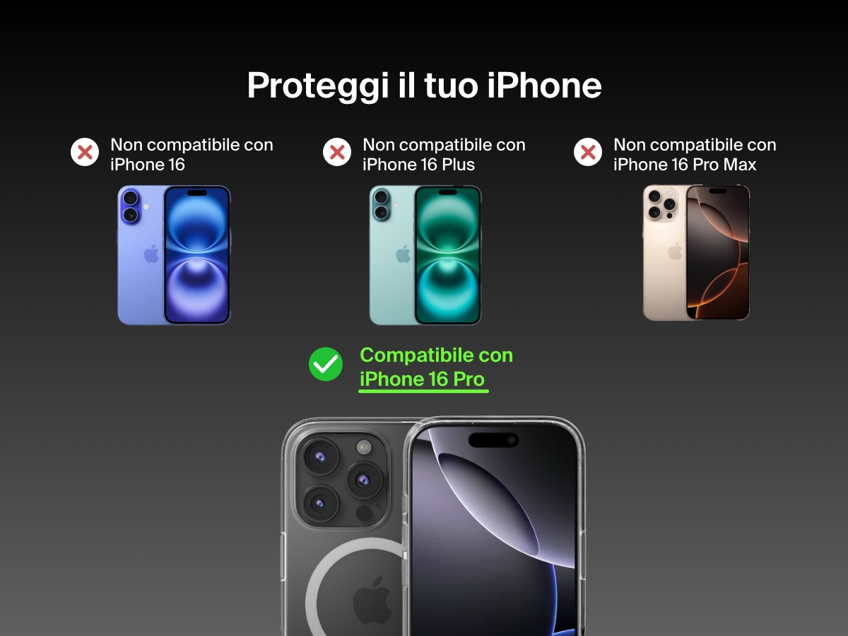 A compatibility guide for the SheerForce&trade; Magnetic iPhone Case. The image highlights that the case is compatible with iPhone 16 (marked with a green check), but not compatible with the iPhone 16 Plus, iPhone 16 Pro, or iPhone 16 Pro Max (each marked with a red X). Different iPhone models are displayed to visually indicate compatibility limitations.