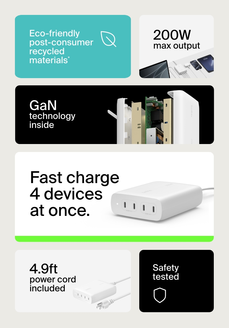 Fast charge 4 devices at once.