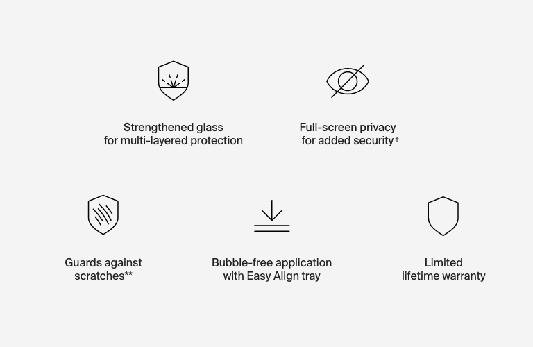 TemperedGlass Privacy Treated Screen Protector for iPhone 15/14/13/12 Series