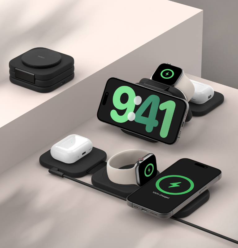 3-in-1マグネット式充電トラベルパッド（MagSafeおよびQi2対応、15W 