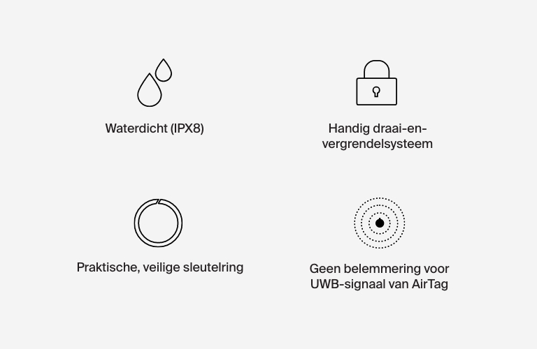Waterdichte beschermende AirTag-houder met sleutelring