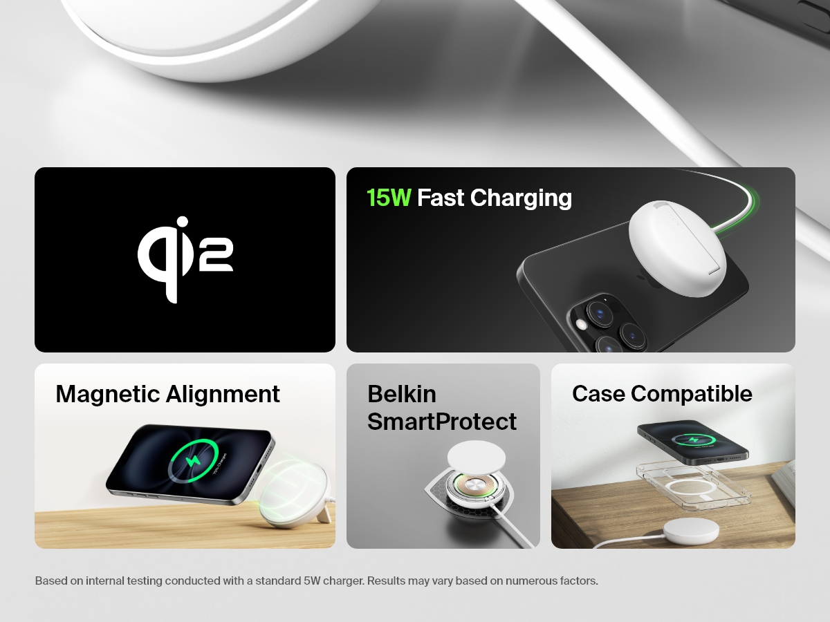 Belkin BoostCharge Pro 2-in-1 Magnetic Wireless Charging Pad – Qi2 15W, Black