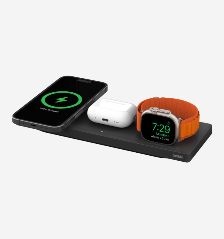 Belkin Cargador Inalámbrico 3 en 1 Estación de Carga de 7.5 W para iPhone  Apple Watch y AirPods Blan