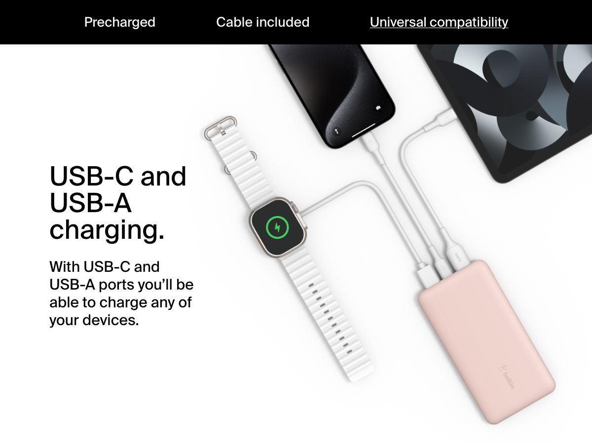pink belkin portable charger