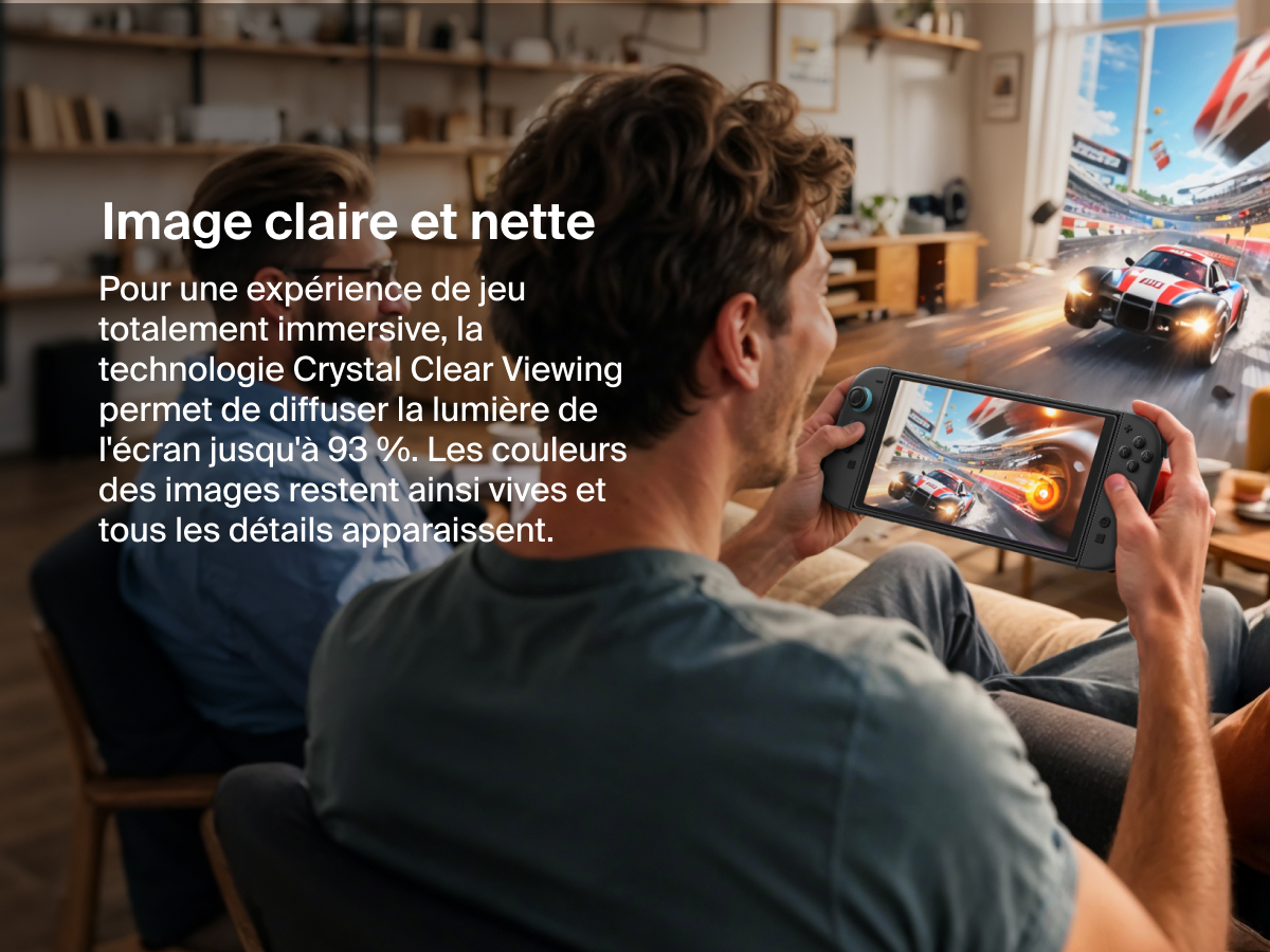 Une image promotionnelle pr&eacute;sentant une protection d'&eacute;cran pour la Nintendo Switch 2. Sur la gauche, un grand &laquo;&nbsp;9H&nbsp;&raquo; vert souligne son niveau de duret&eacute; &eacute;lev&eacute;, avec des pierres frappant l'&eacute;cran pour montrer la durabilit&eacute;. Le coin sup&eacute;rieur droit montre un design ultra-mince de 0,33&nbsp;mm &eacute;tiquet&eacute; &laquo;&nbsp;Game-Ready&nbsp;&raquo; (pr&ecirc;t pour le jeu). La partie inf&eacute;rieure droite illustre une sensibilit&eacute; tactile parfaite avec un doigt interagissant en douceur avec l&rsquo;&eacute;cran. Tous les visuels soulignent la solidit&eacute;, la finesse et la r&eacute;activit&eacute; du protecteur.