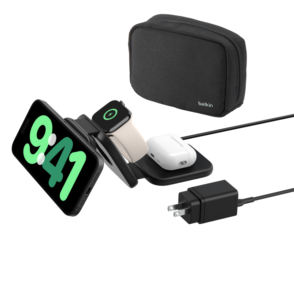 3-in-1 Magnetic Wireless Charging Travel Pad with Qi2 15W