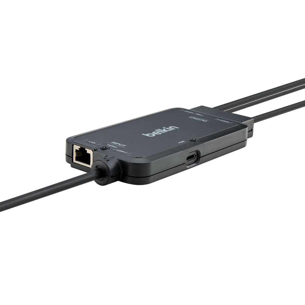 Image of Belkin Cybersecurity and Secure KVM TAA KVM Dock USB-C to (2) DP/USB-B Cables w/ RJ45 and Power