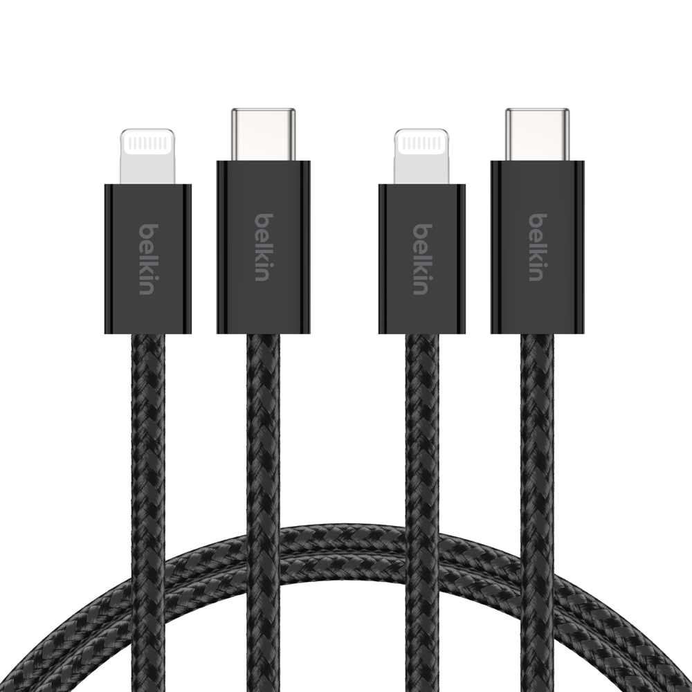 Belkin BoostCharge USB-C Cable with Lightning Connector 2-Pack | Black