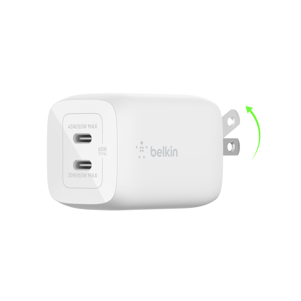 Dual USB-C GaN Wall Charger with PPS 65W
