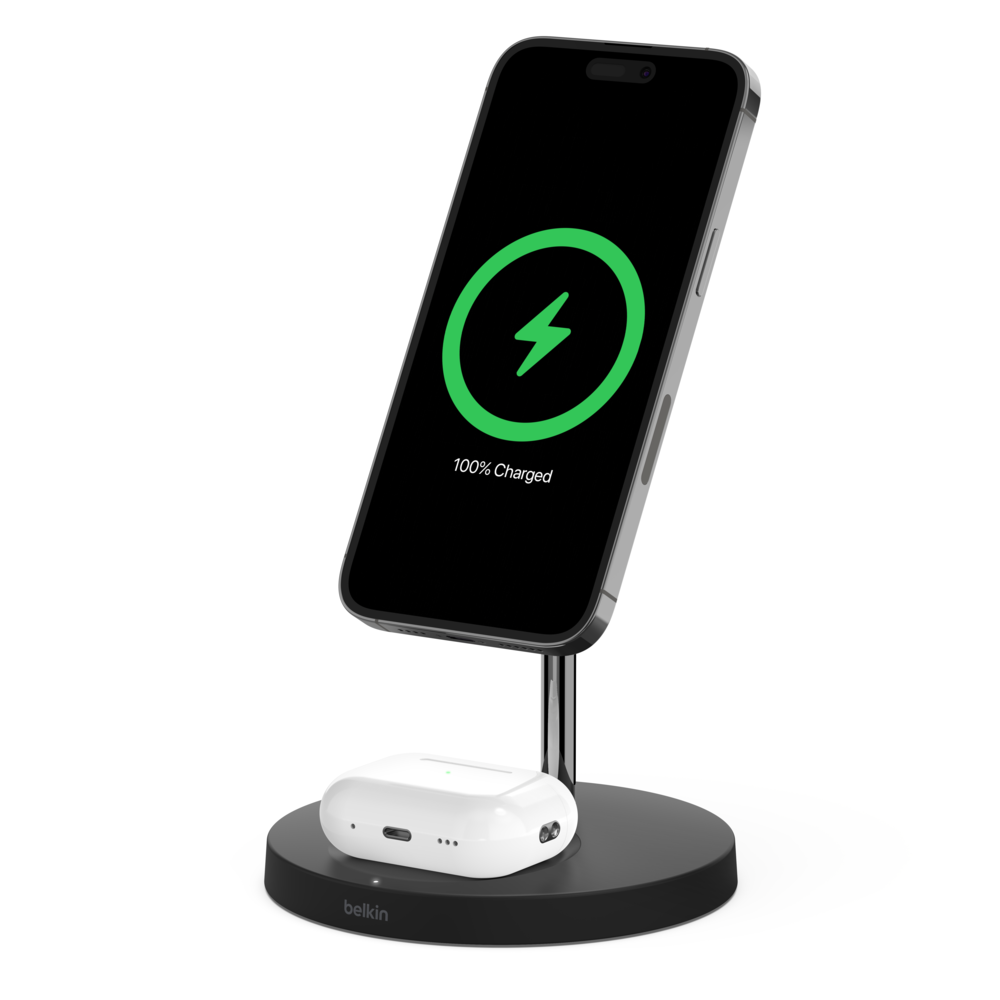 Belkin BoostCharge Pro 2-in-1 Wireless Charger Stand with Official MagSafe Charging 15W | Black