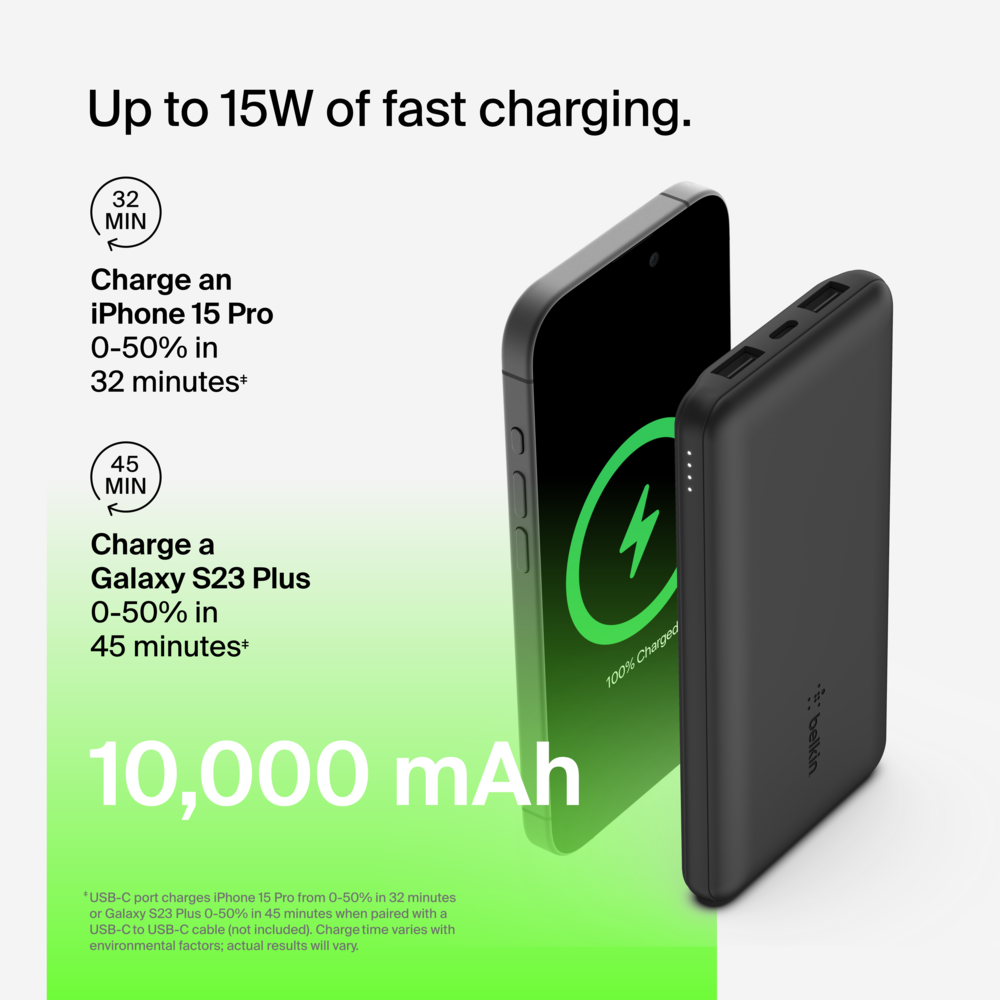 BoostCharge Power Bank 10K, 20K with USBA to USBC cable Belkin