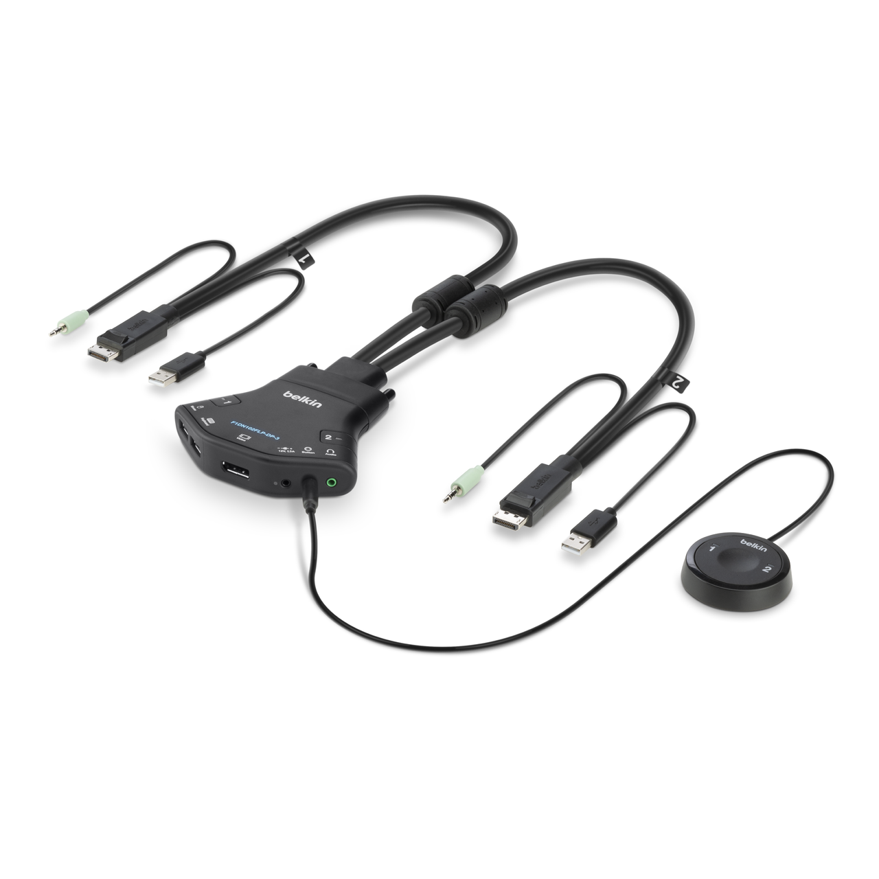 Secure 2-port Flip DP-to-DP KVM with Audio, PP 3.0