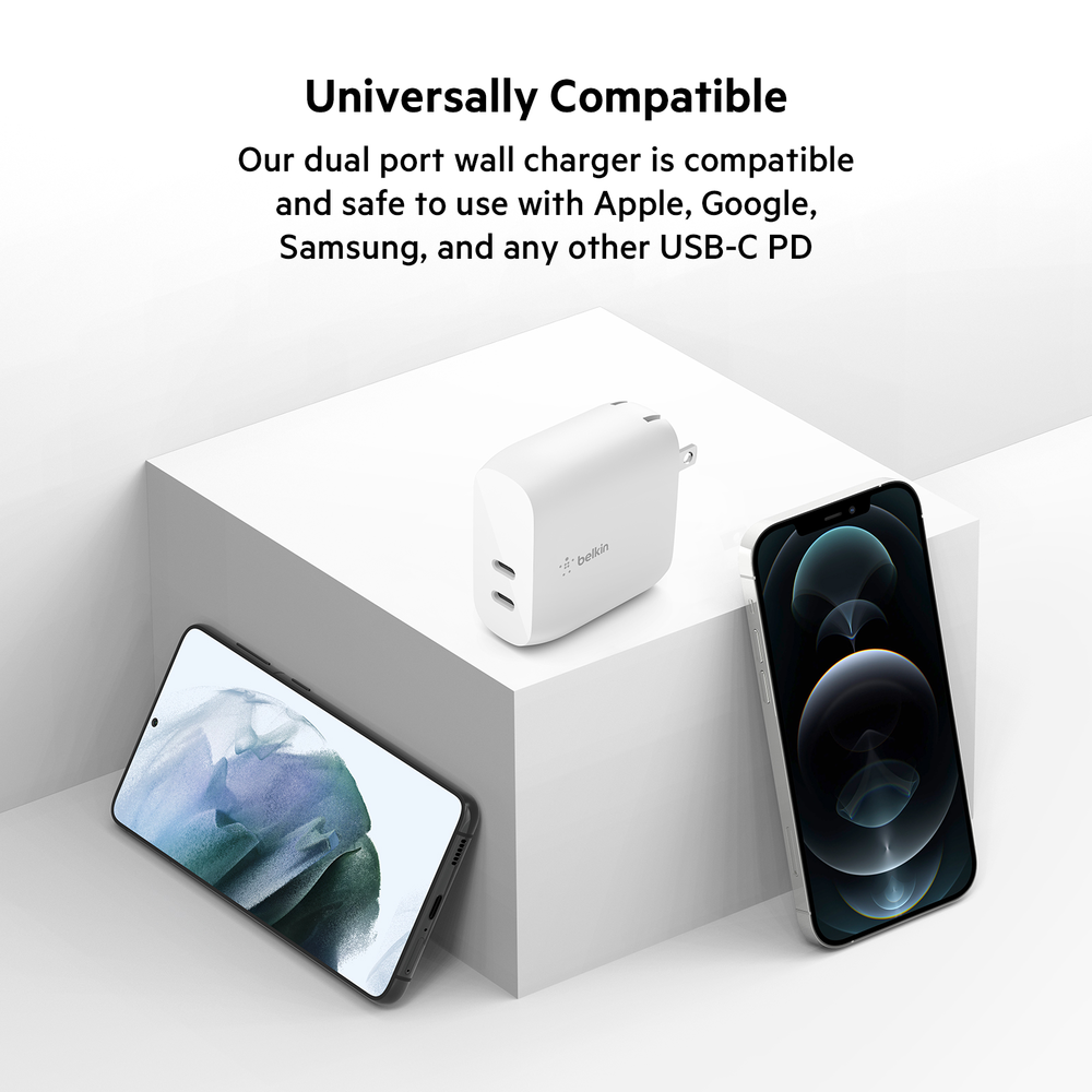 Dual USB-C PD Wall Charger 40W + USB-C to Lightning Cable | Belkin US