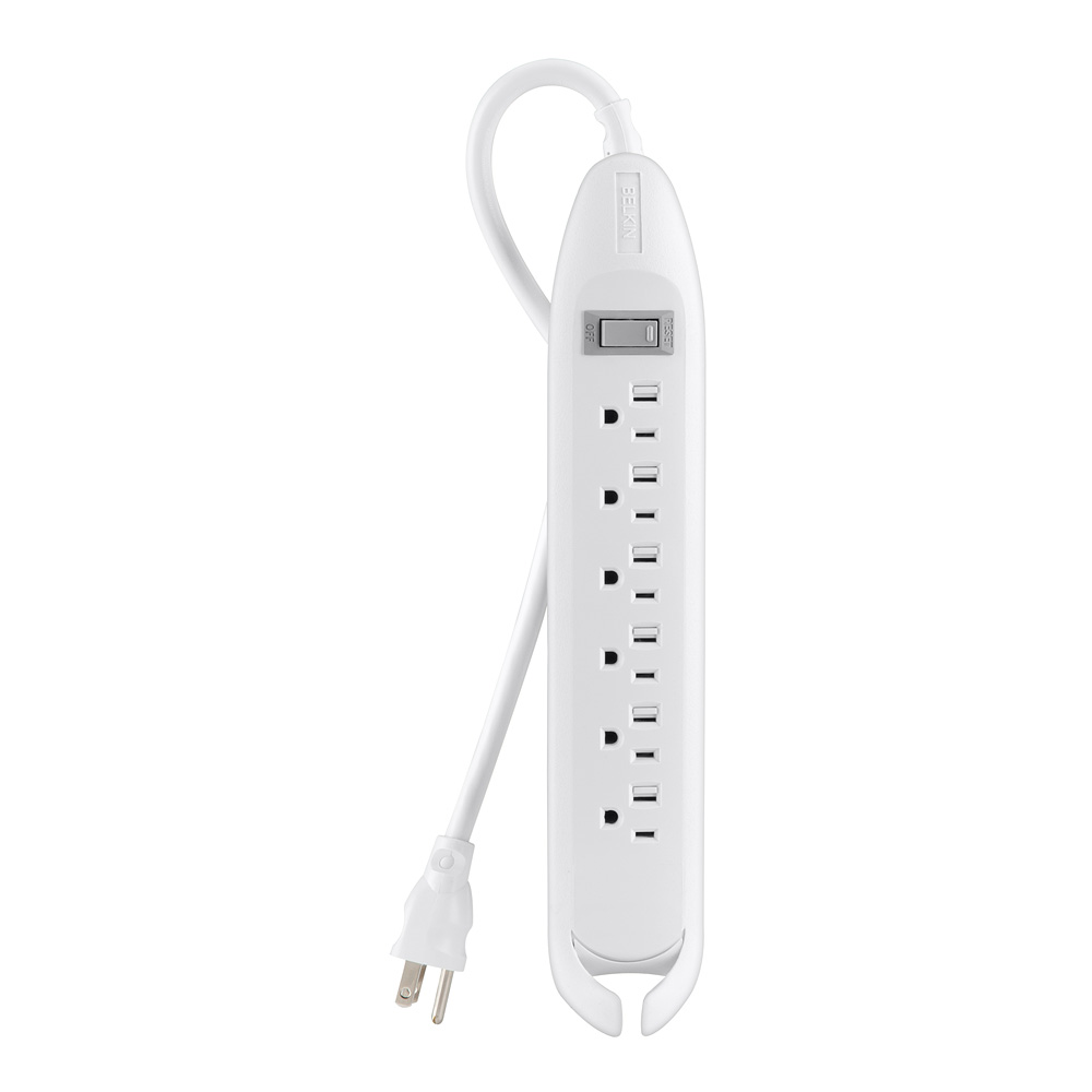 Belkin 6 Outlet Power Strip - 3 foot cord - White - F9P609-03