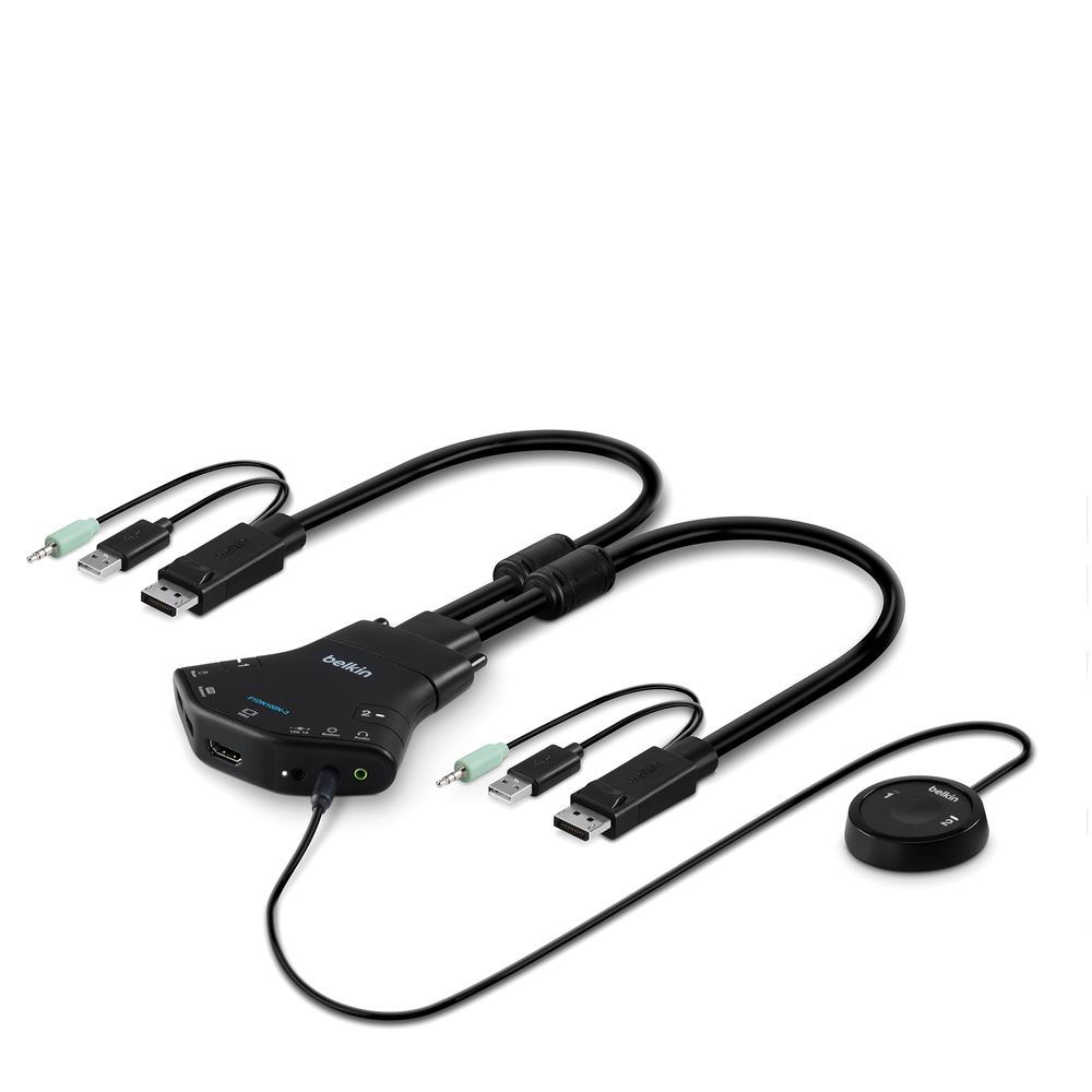Secure FLIP 2-Port DisplayPort KVM w/ Remote