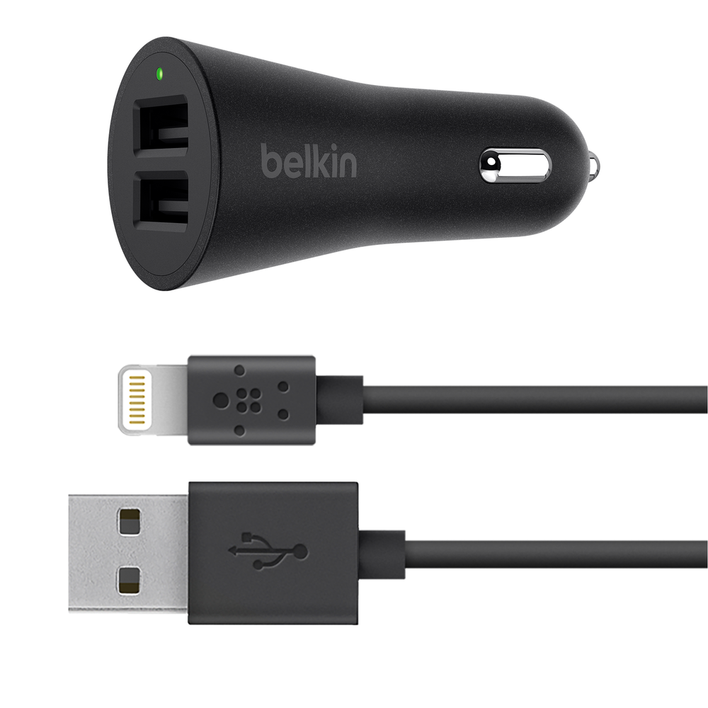 BOOST↑UP™ 2-Port Car Charger + USB-A to Lightning cable