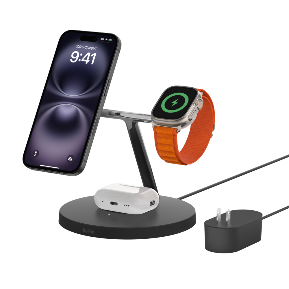 3-in-1 Wireless Charger with Official MagSafe Charging 15W