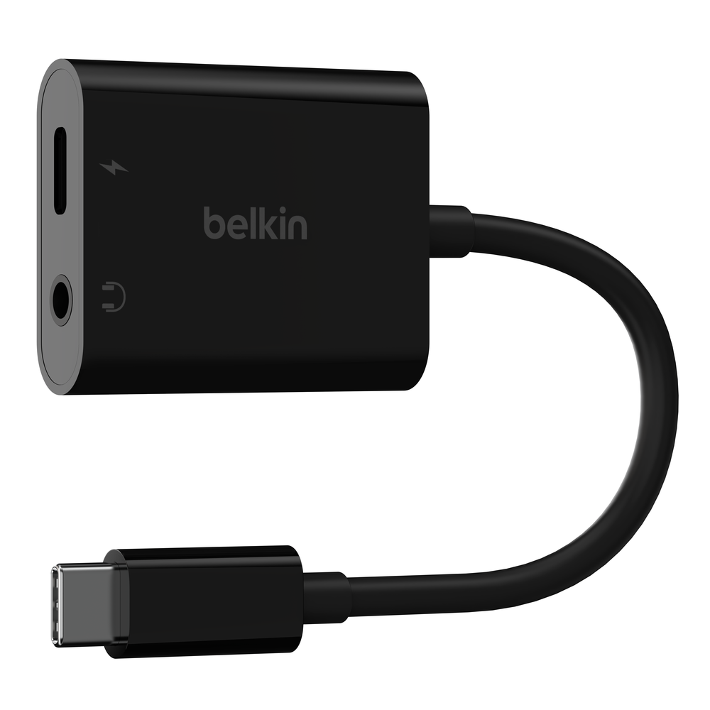 Belkin RockStar™ 3.5mm Audio + USB-C Charge Adapter, Black
