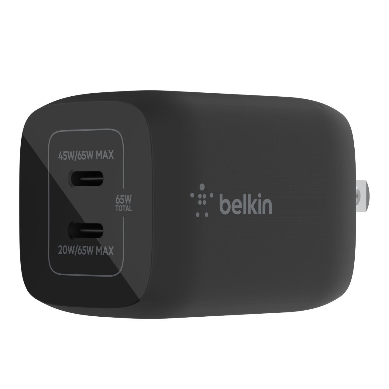 Belkin BoostCharge Pro Dual USB-C Gan Wall Charger with PPS 65W, Black