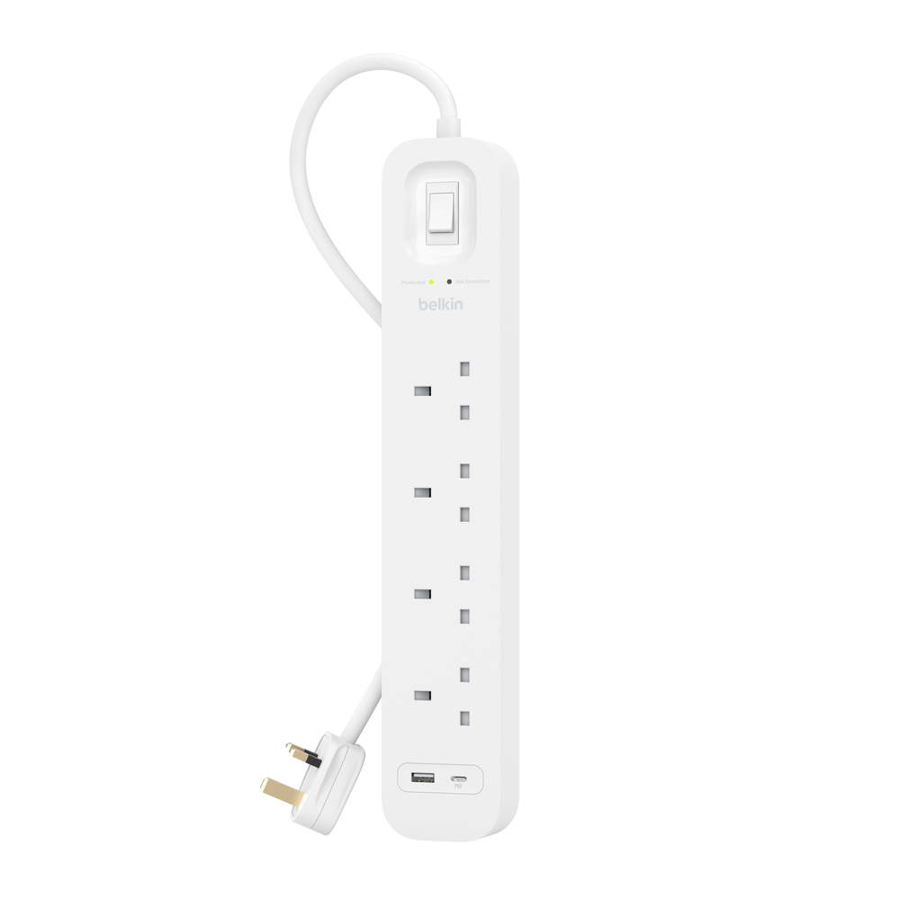 Surge Protector with USB-C and USB-A Ports (4 Outlet with 1 USB-C & 1 USB-A)
