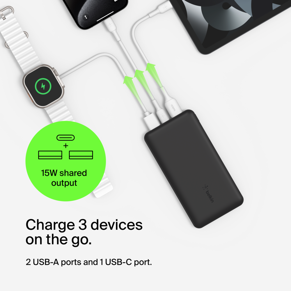 BoostCharge Power Bank 10K, 20K with USBA to USBC cable Belkin